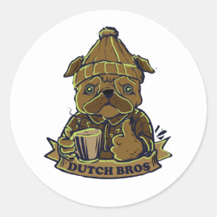 Dutch Bros Coffee Dog Runder Aufkleber