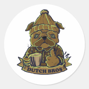 Dutch Bros Coffee Dog Runder Aufkleber