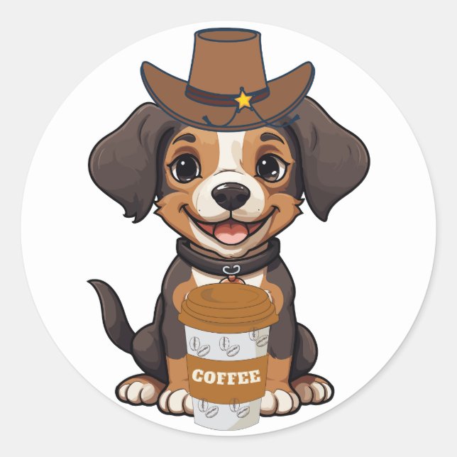 Dutch Bros Coffee Dog Runder Aufkleber (Vorderseite)
