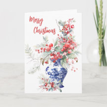 Dutch Delft Christmas Vase Weihnachtskarte