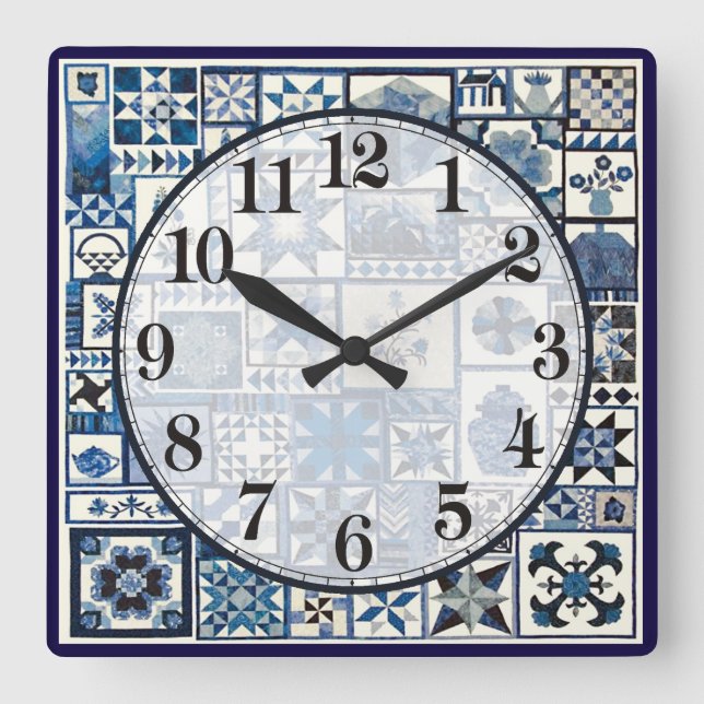 Dutch Delft Quadratische Wanduhr (Vorderseite)
