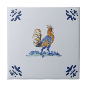 Dutch Delft Rooster zirka 1650 Repro Fliese