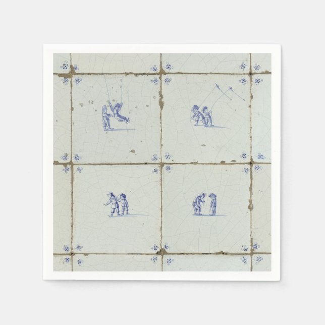 Dutch Delft Tile Background Serviette (Vorderseite)