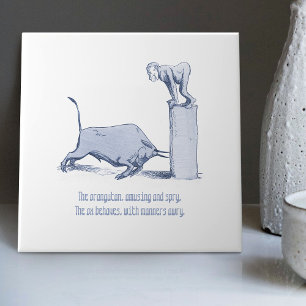 Dutch Delft Wilhelm Busch Inspirierte spielerische Fliese