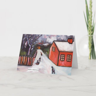DUTCH DORF WINTER SCENE FEIERTAGSKARTE