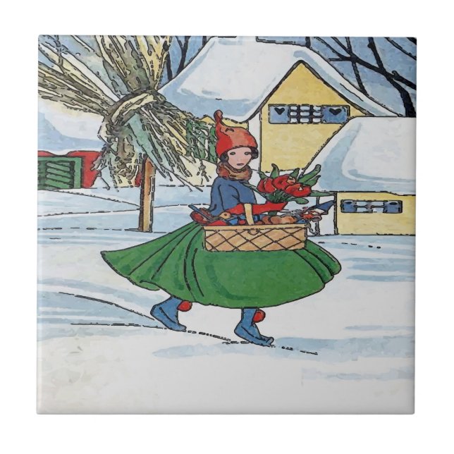 Dutch Girl, Delft Blue Fliese (Vorderseite)