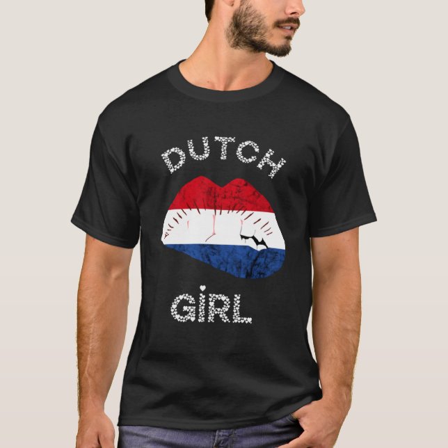 Dutch Girl Lips Holland Vintag Niederlande T-Shirt (Vorderseite)