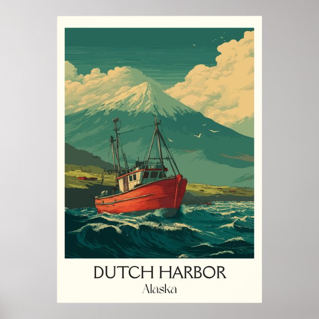 Dutch Harbor Alaska Fischereiboot Poster (Vorne)