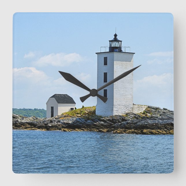 Dutch Island Lighthouse, Rhode Island Wall Clock Quadratische Wanduhr (Vorderseite)