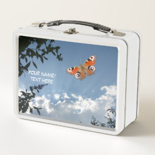 Dutch Peacock Butterfly Cust. Textmitteilungsfeld Metall Brotdose