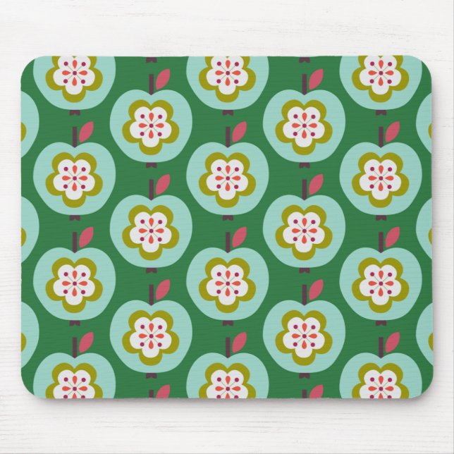Dutch Retro Apples Green Mousepad (Vorne)