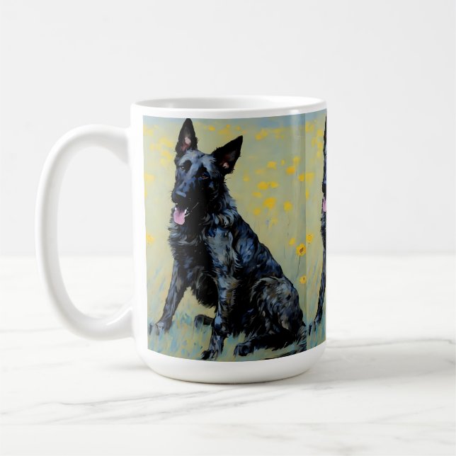 Dutch Shepherd crayon look art coffee Tasse (Links)