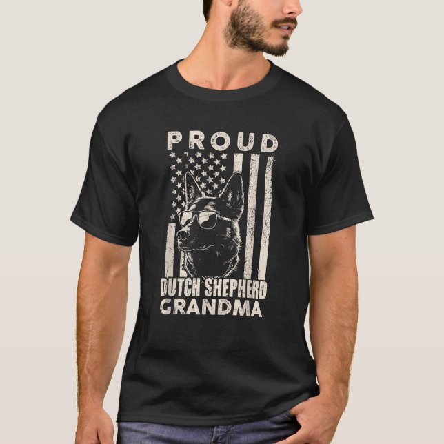 Dutch Shepherd Dog Grandma American Flag Patriotic T-Shirt (Vorderseite)