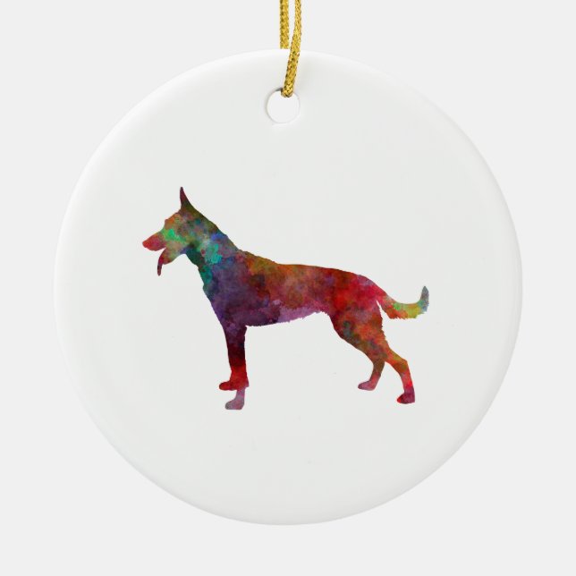 Dutch Shepherd Dog im Watercolor Keramik Ornament (Vorne)