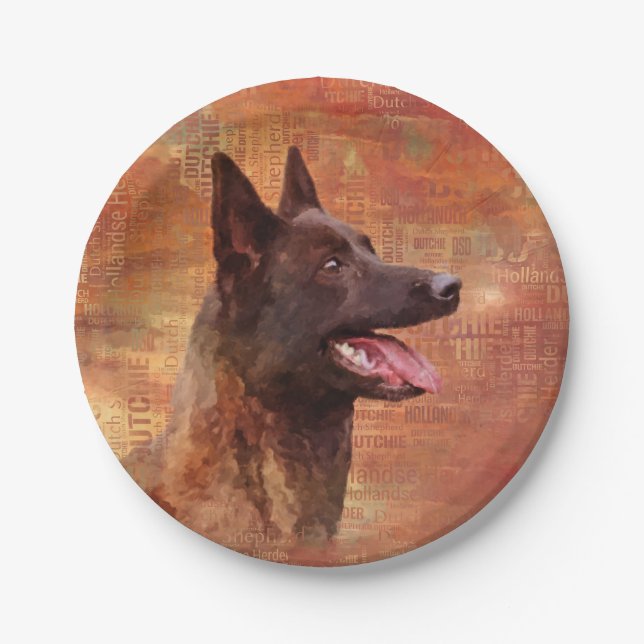 Dutch Shepherd - Hollandse Herdershond Pappteller (Vorderseite)