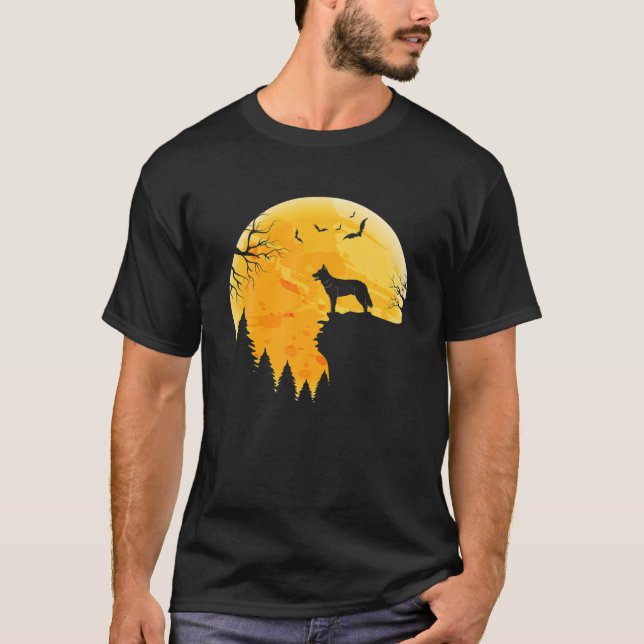Dutch Shepherd liebt Halloween Moon T-Shirt (Vorderseite)