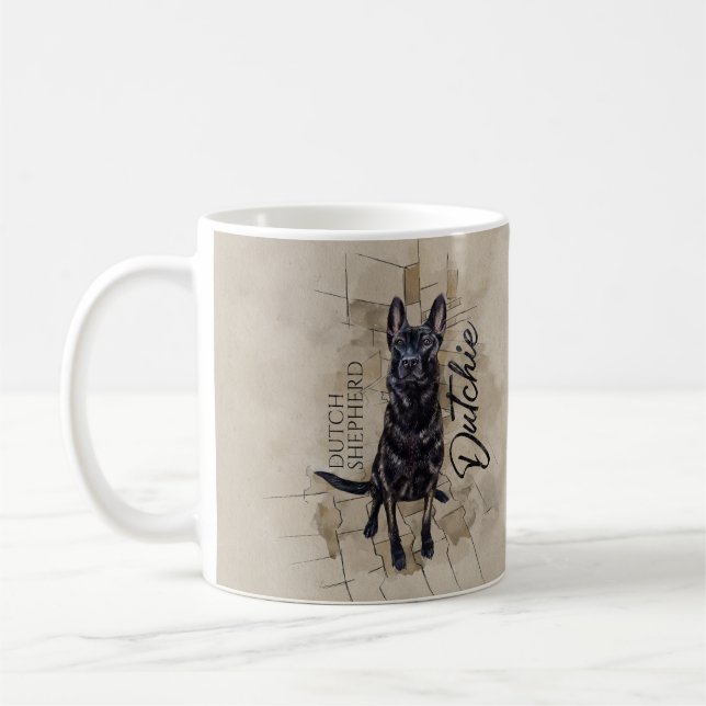 Dutch Shepherd - Niederländische Illustration Kaffeetasse (Links)