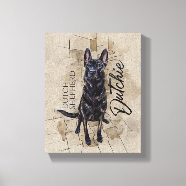 Dutch Shepherd - Niederländische Illustration Leinwanddruck (Vorderseite)