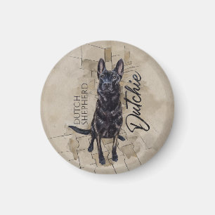 Dutch Shepherd - Niederländische Illustration Magnet
