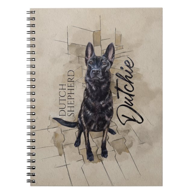 Dutch Shepherd - Niederländische Illustration Notizblock (Vorderseite)