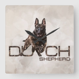 Dutch Shepherd - Niederländische Illustration Quadratische Wanduhr
