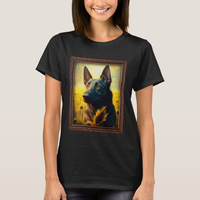 Dutch Shepherd Painting Sunflower Flower Mom Women T-Shirt (Vorderseite)
