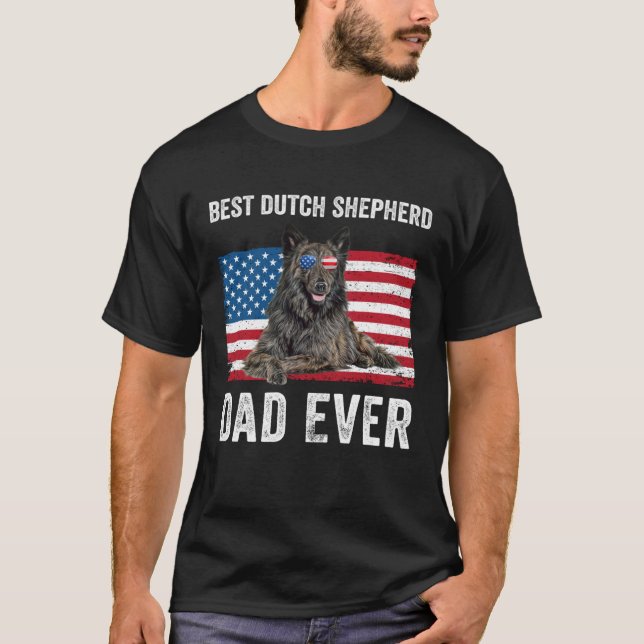 Dutch Shepherd Vater American Flag Dog Owner Vater T-Shirt (Vorderseite)