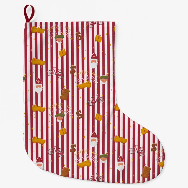 Dutch Sinterklaas Christmas Stocking Sint and Piet Großer Weihnachtsstrumpf (Vorderseite)