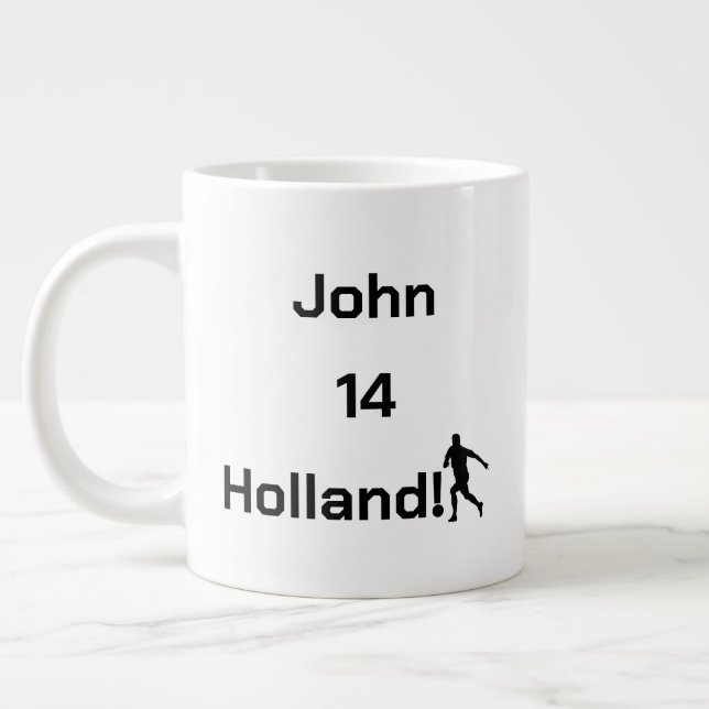 Dutch Soccer, anpassbar Jumbo-Tasse (Links)