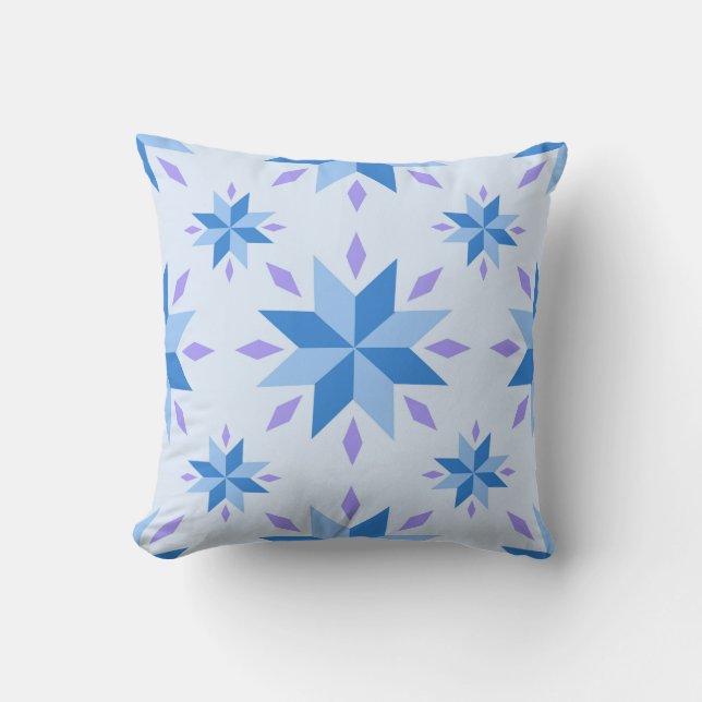 Dutch Star Snowflake Blue Geometric Muster Kissen (Vorderseite)