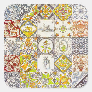 Dutch Tiles Quadratischer Aufkleber