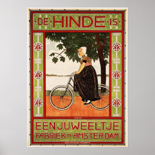 Dutch Women Cycling Vintag Cycles Advert Poster