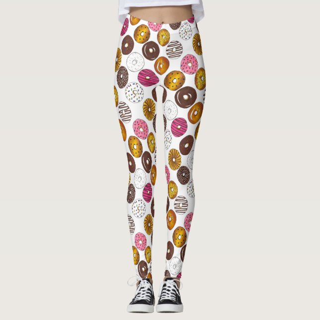 Dutzend Donuts Doughnut Frühstück Junk Food Feinsc Leggings (Vorderseite)