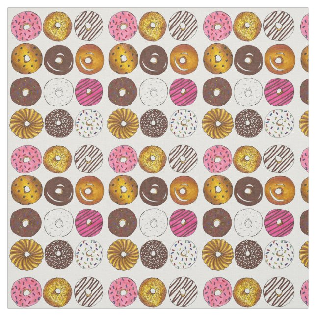 Dutzend Doughnut Donuts Frühstück Junk Food Pastry Stoff (Muster)