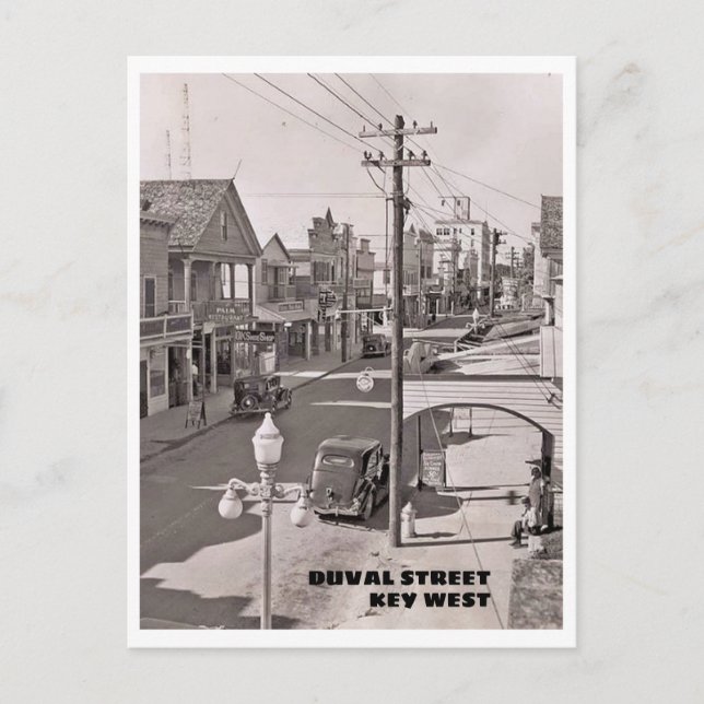 Duval Street Key West Vintag 1930er Postkarte (Vorderseite)