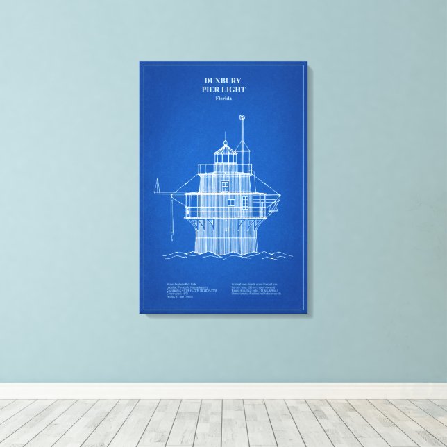 Duxbury Pier Light Lighthouse - Massachusetts - AD Leinwanddruck (Insitu (Holzboden))