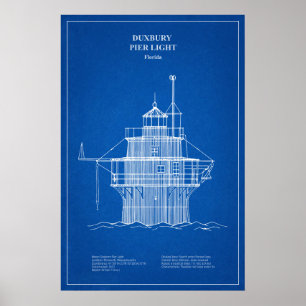 Duxbury Pier Light Lighthouse - Massachusetts - AD Poster