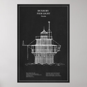 Duxbury Pier Light Lighthouse - Massachusetts - PD Poster