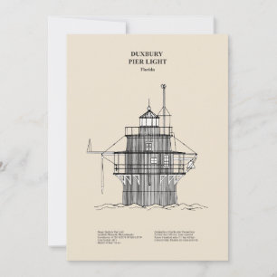 Duxbury Pier Light Lighthouse - Massachusetts - SB Dankeskarte