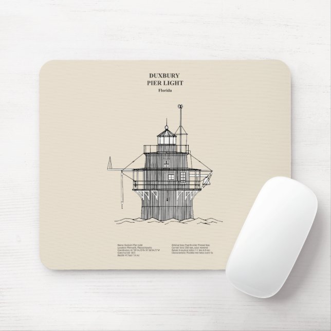 Duxbury Pier Light Lighthouse - Massachusetts - SB Mousepad (Mit Mouse)