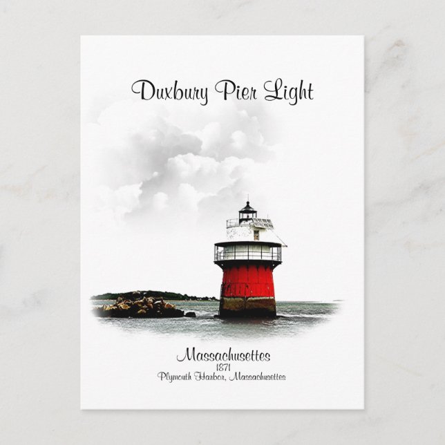 Duxbury Pier Light - Massachusetts Postkarte (Vorderseite)