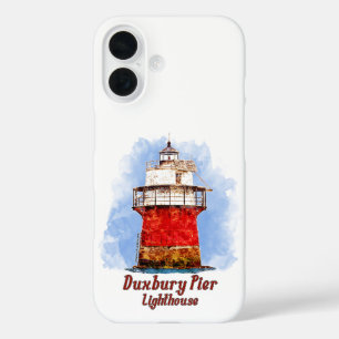 Duxbury Pier Lighthouse Wasserfarbe - Massachusett iPhone 16 Hülle