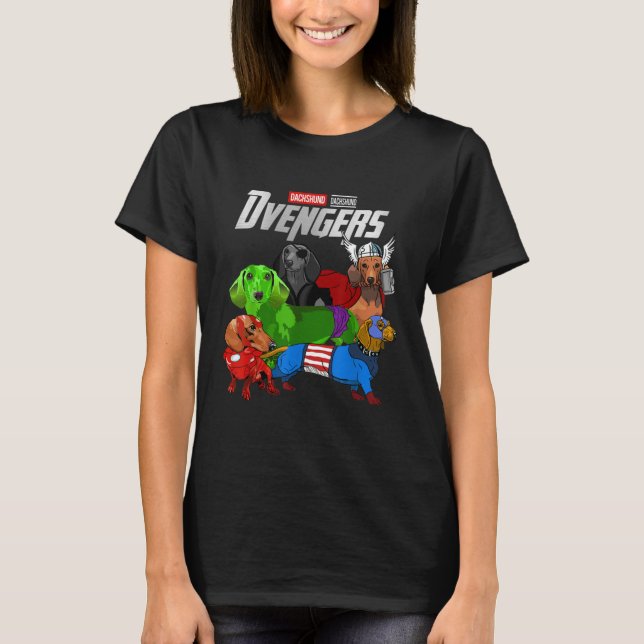Dvengers, Funny Dog Dachshund T-Shirt (Vorderseite)