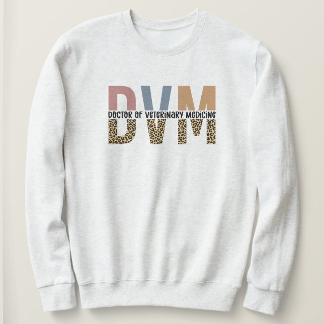 DVM Doktor der Veterinärmedizin Leopard Print Sweatshirt (Design vorne)