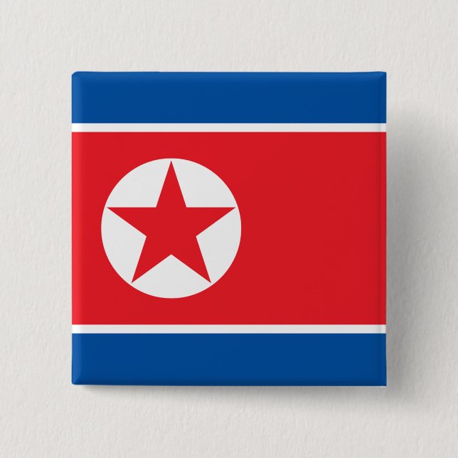 DVRK Nordkorea Flagge Juche Sozialistische Kommuni Button (Vorderseite)