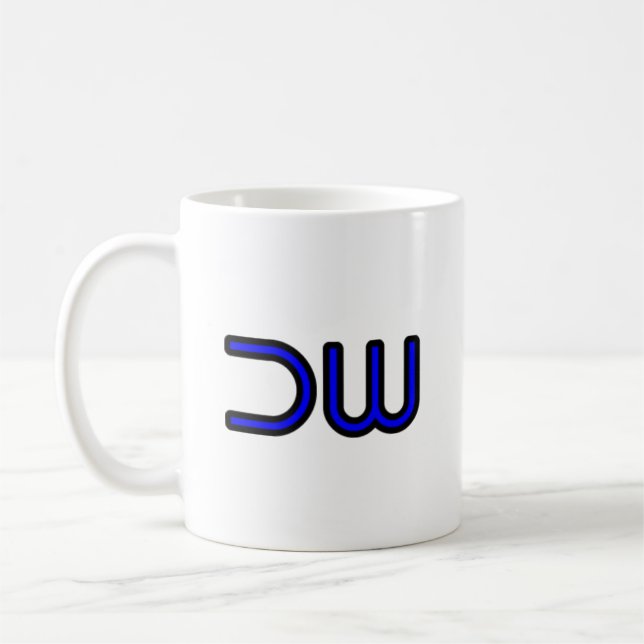 DW DEK-WORX Firmenlogo Blau Kaffeetasse (Links)