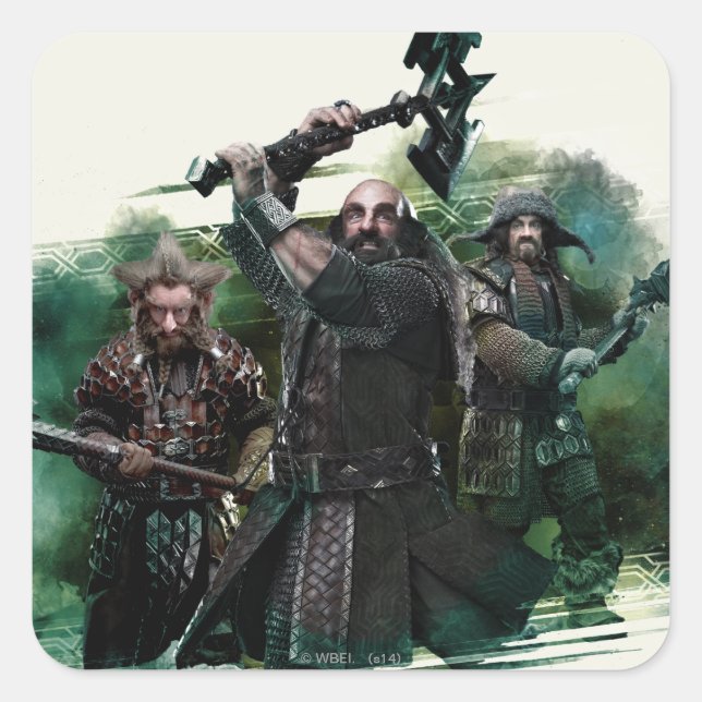 Dwalin, Nori und Bofur Graphic Quadratischer Aufkleber (Vorderseite)