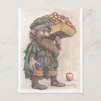 Dwarf carrying apples postkarte