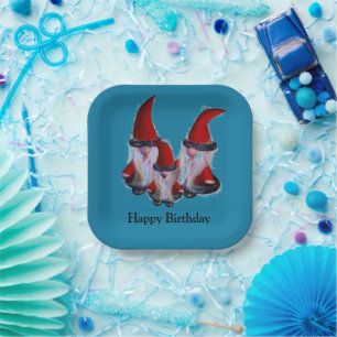 Dwarf family Wonderland.Personalisiert Plate Pappteller