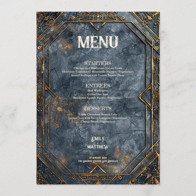 Dwarven Splendor Fantasy Wedding Menu Menükarte (Vorderseite)